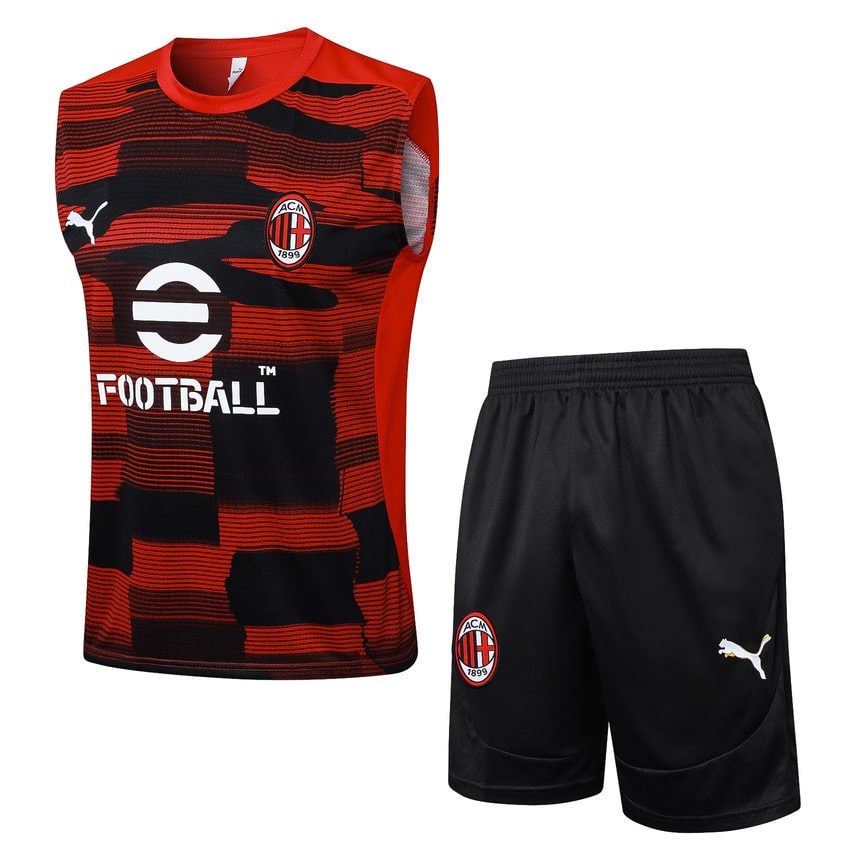 Debardeur Short Milan AC Homme 2024 2025 Rouge Noir | Foot Sport