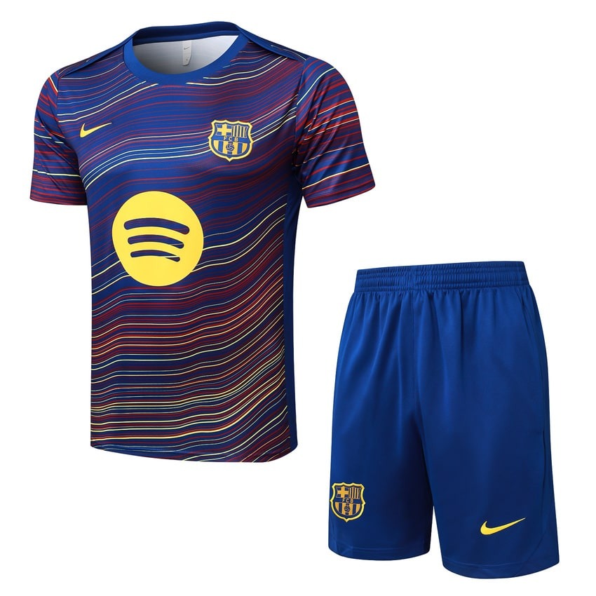 Ensemble Maillot Short Barcelone Homme/Enfant 2025 2026 Bleu