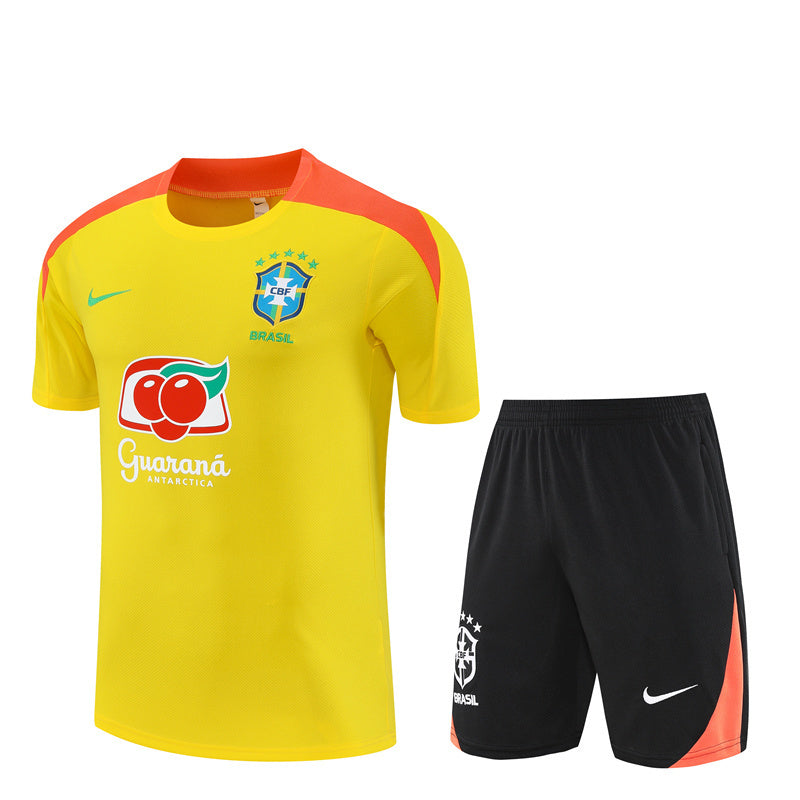 Ensemble Maillot Short Bresil Homme/Enfant 2025 2026 Jaune