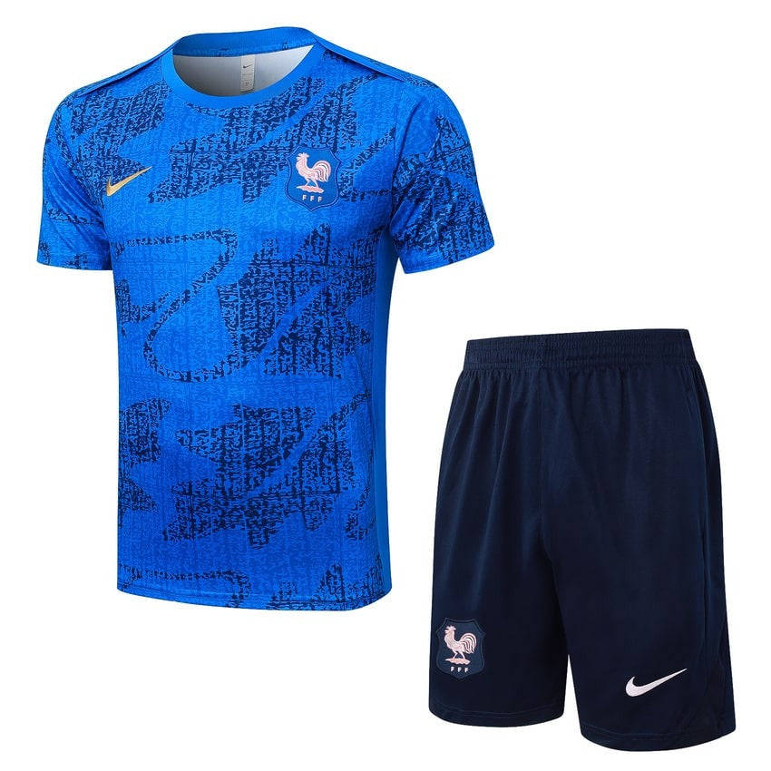 Ensemble Maillot Short Equipe de France Homme/Enfant 2025 2026 Bleu Clair