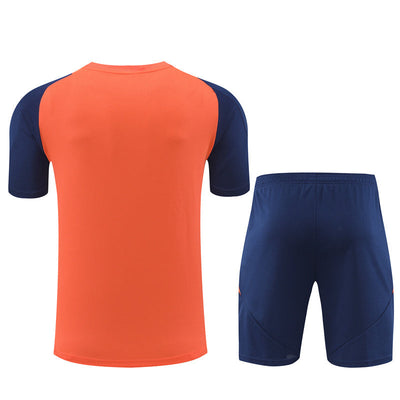 Ensemble Maillot Short Manchester United Homme/Enfant 2024 2025 Orange Bleu