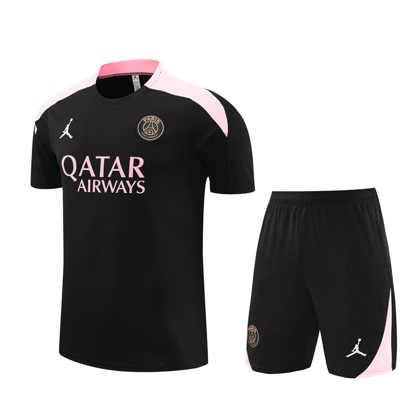 Ensemble Maillot Short PSG Homme/Enfant 2024 2025 Noir Rose