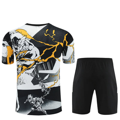 Ensemble Maillot Short Real Madrid Marvel Homme/Enfant 2025 2026 Jaune Blanc