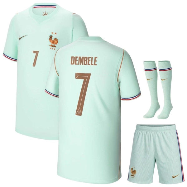 Nouveau Maillot Kit Enfant France Dembele Exterieur Vert Coupe du Monde 2026