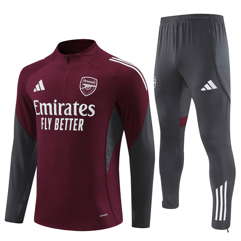 Survetement Arsenal Training Homme/Enfant 2025 2026 Rouge Gris