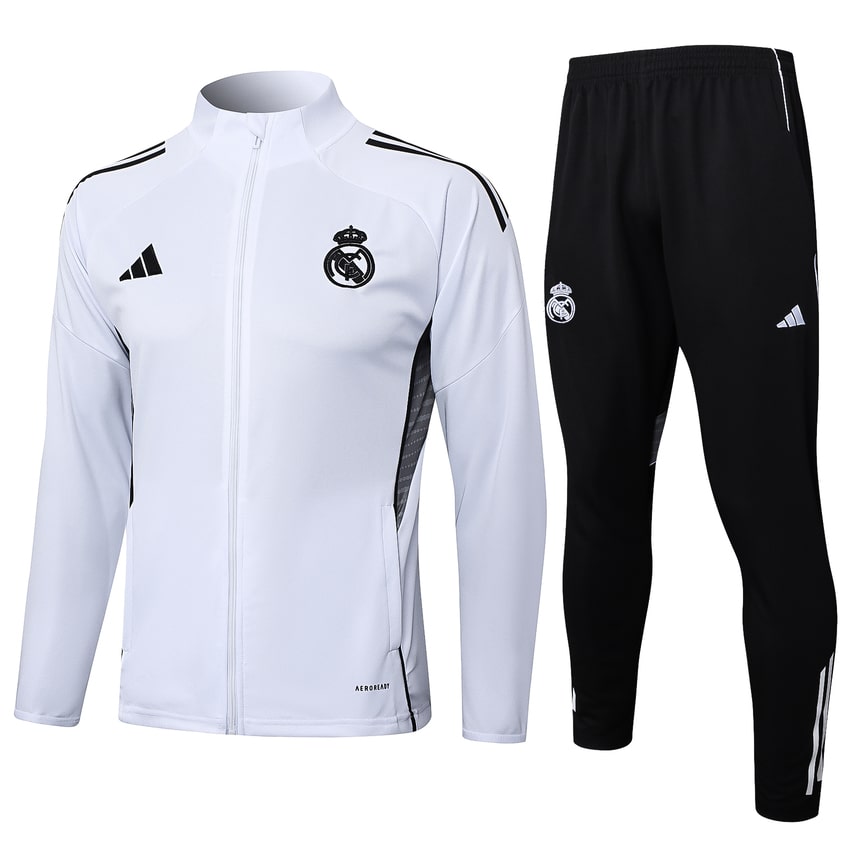 Survetement Real Madrid Veste Homme/Enfant 2025 2026 Blanc Clair