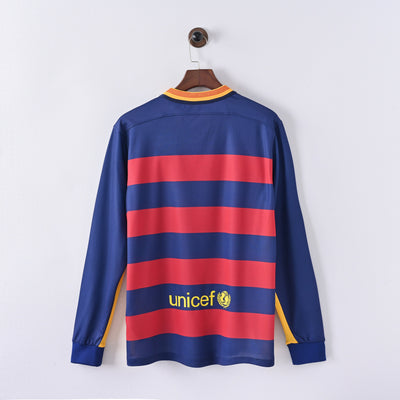 Maillot Barcelone Retro Vintage Manches Longues 2015-2016 Domicile Vintage Homme