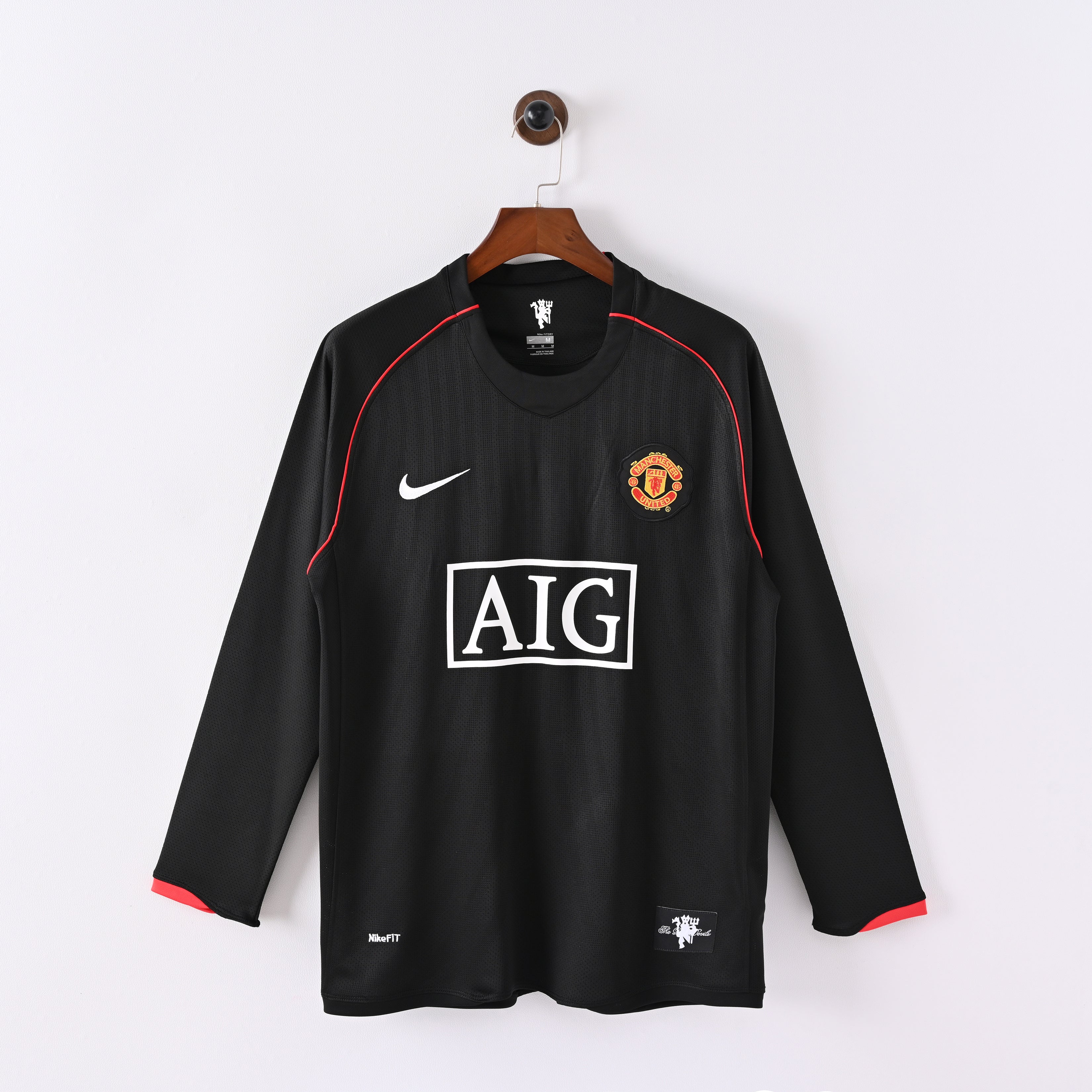 Maillot Manchester United Retro Vintage Manches Longues 2007-2008 Exterieur Homme