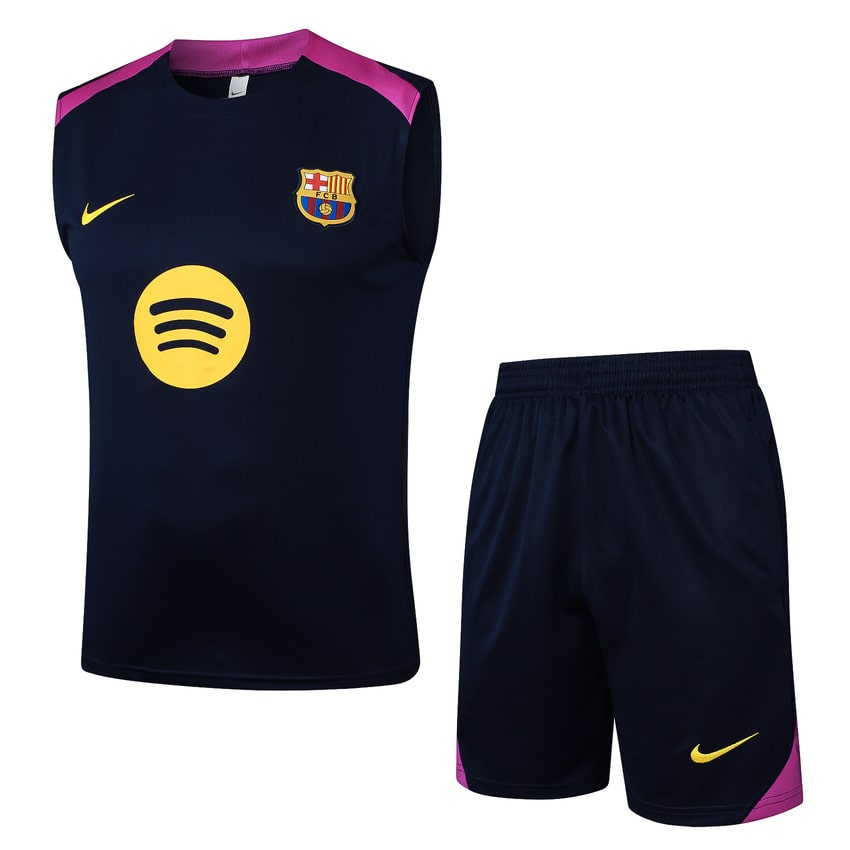 Debardeur Short Barcelone Homme 2025 2026 Noir Rose | Foot Sport