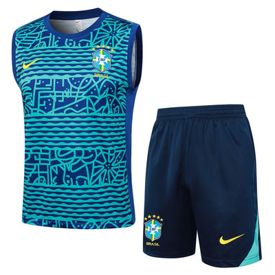 Debardeur Short Bresil Homme 2024 2025 Bleu Vert