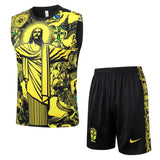 Debardeur Short Bresil Homme 2024 2025 Jaune Motif 1