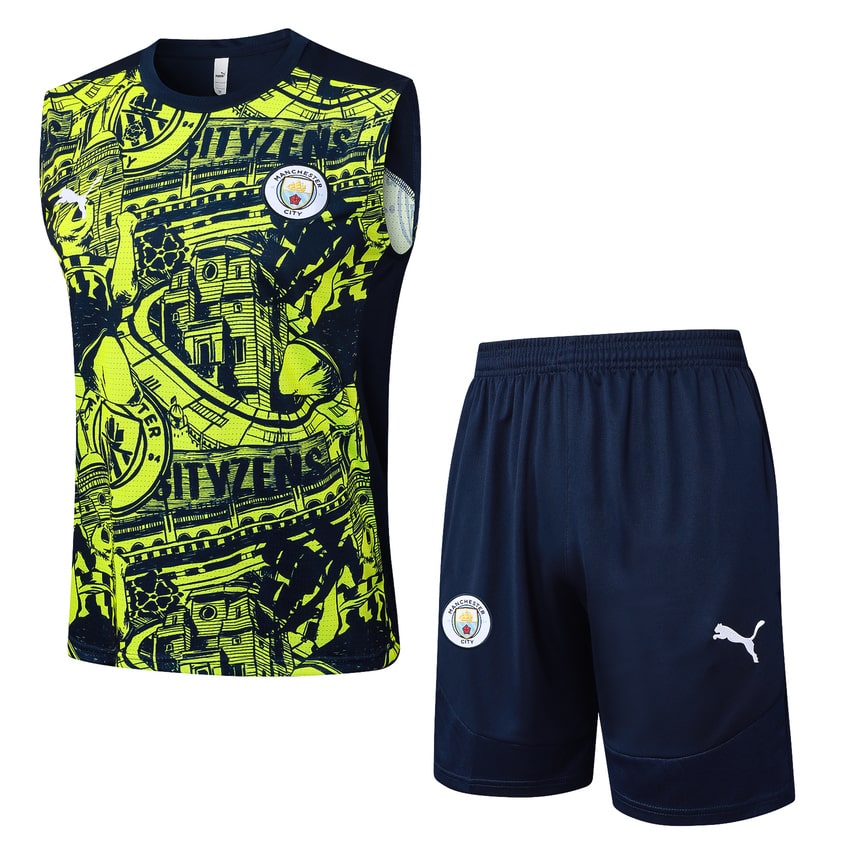 Debardeur Short Manchester City Homme 2024 2025 Jaune Noir | Foot Sport