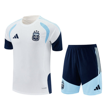 Ensemble Maillot Short Argentine Homme/Enfant 2026 2027 Blanc
