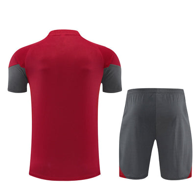 Ensemble Maillot Short Arsenal Homme/Enfant 2025 2026 Rouge Gris