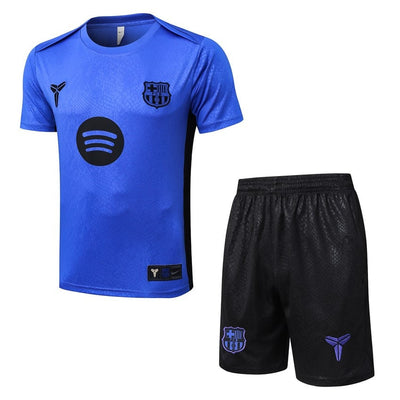 Ensemble Maillot Short Barcelone Homme/Enfant 2025 2026 Bleu Océan