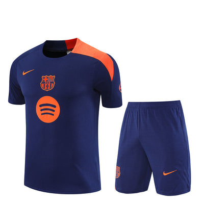 Ensemble Maillot Short Barcelone Homme/Enfant 2025 2026 Bleu Sombre