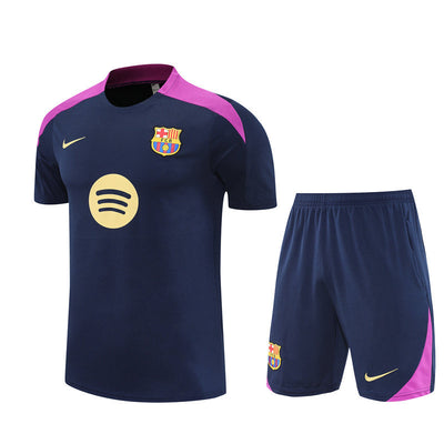 Ensemble Maillot Short Barcelone Homme/Enfant 2025 2026 Bleu Sombre Violet