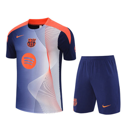 Ensemble Maillot Short Barcelone Homme/Enfant 2025 2026 Orange Bleu