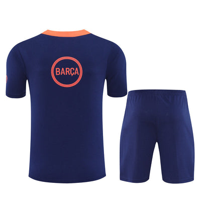 Ensemble Maillot Short Barcelone Homme/Enfant 2025 2026 Orange Bleu