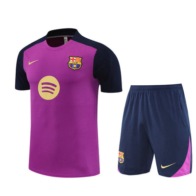 Ensemble Maillot Short Barcelone Homme/Enfant 2025 2026 Violet Bleu