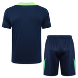 Ensemble Maillot Short Bresil Homme/Enfant 2024 2025 Bleu Foncé 2