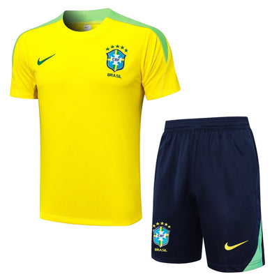 Ensemble Maillot Short Bresil Homme/Enfant 2024 2025 Jaune