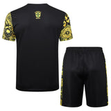 Ensemble Maillot Short Bresil Homme/Enfant 2024 2025 Jaune Motif 2
