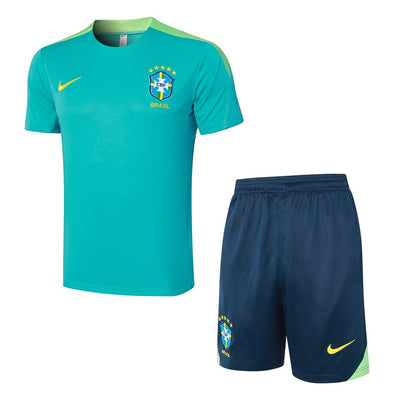 Ensemble Maillot Short Bresil Homme/Enfant 2024 2025 Vert