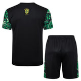 Ensemble Maillot Short Bresil Homme/Enfant 2024 2025 Vert Motif 3