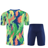 Ensemble Maillot Short Bresil Homme/Enfant 2025 2026 Bleu Vert Camouflage 2