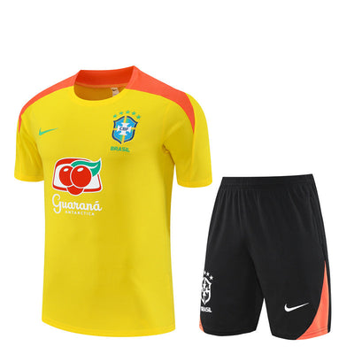 Ensemble Maillot Short Bresil Homme/Enfant 2025 2026 Jaune