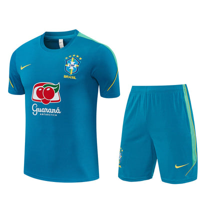 Ensemble Maillot Short Bresil Homme/Enfant 2026 2027 Bleu Clair