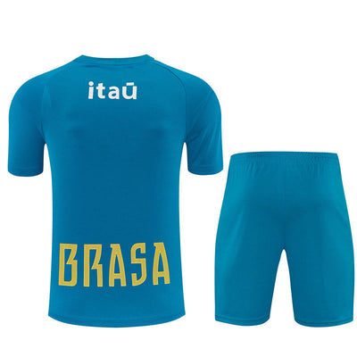 Ensemble Maillot Short Bresil Homme/Enfant 2026 2027 Bleu Clair