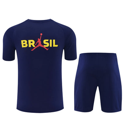 Ensemble Maillot Short Bresil Jordan Homme/Enfant 2026 2027 Royal Bleu