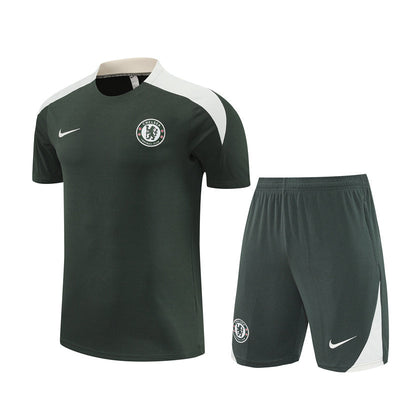 Ensemble Maillot Short Chelsea Homme/Enfant 2025 2026 Vert Armée