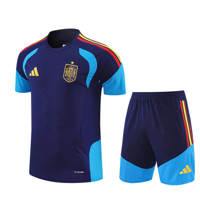 Ensemble Maillot Short Espagne Homme/Enfant 2026 2027 Bleu Foncé