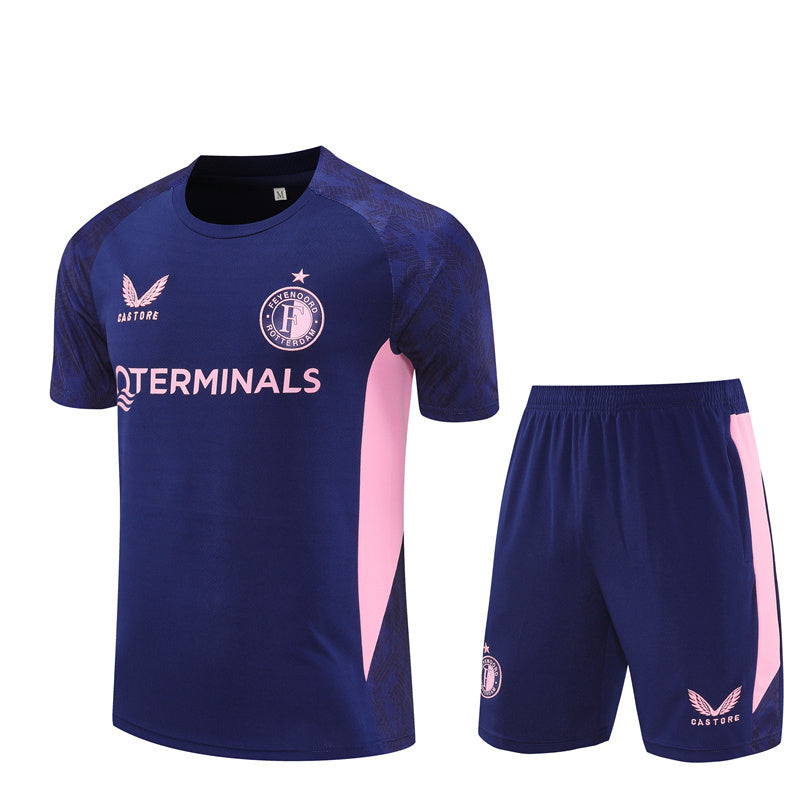 Ensemble Maillot Short Feyenoord Homme/Enfant 2025 2026 Bleu Rose