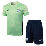 Ensemble Maillot Short Manchester City Homme/Enfant 2025 2026 Vert 1