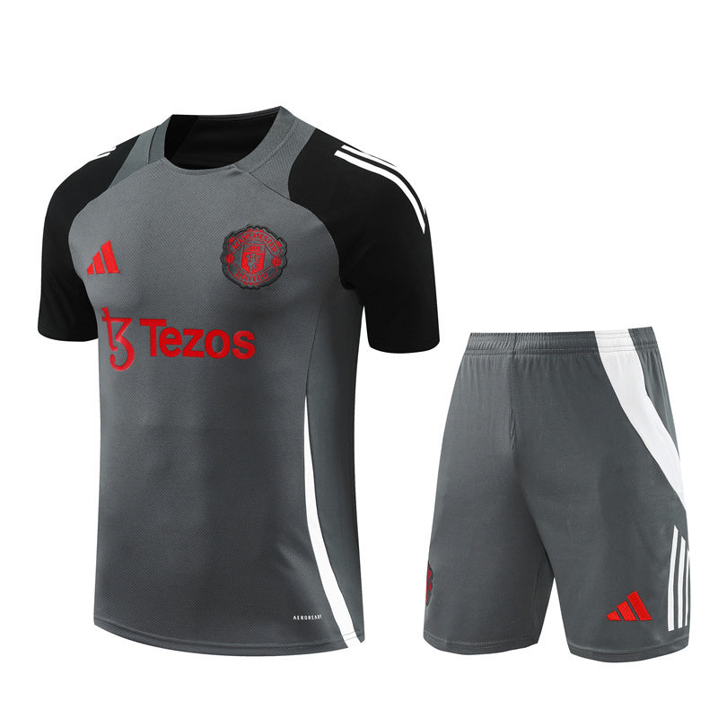 Ensemble Maillot Short Manchester United Homme/Enfant 2024 2025 Gris