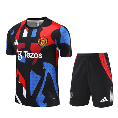 Ensemble Maillot Short Manchester United Homme/Enfant 2024 2025 Noir Camouflage