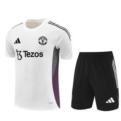 Ensemble Maillot Short Manchester United Homme/Enfant 2025 2026 Blanc Gris