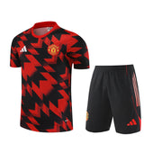 Ensemble Maillot Short Manchester United Homme/Enfant 2025 2026 Rouge Noir 1