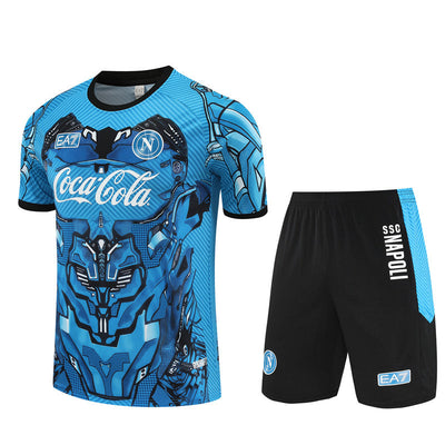 Ensemble Maillot Short Naples Homme/Enfant 2025 2026 Bleu Ciel