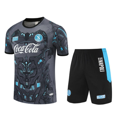 Ensemble Maillot Short Naples Homme/Enfant 2025 2026 Noir Gris