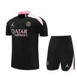 Ensemble Maillot Short PSG Homme/Enfant 2024 2025 Noir Rose 1