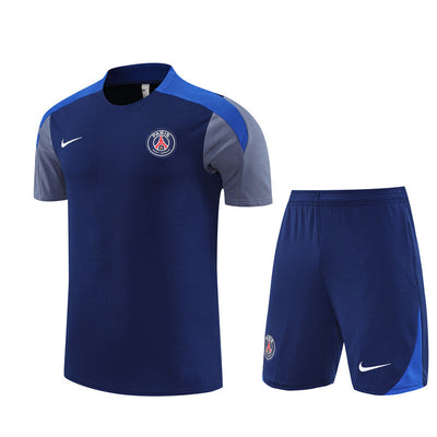 Ensemble Maillot Short PSG Homme/Enfant 2025 2026 Bleu Gris