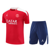 Ensemble Maillot Short PSG Homme/Enfant 2025 2026 Rouge Bleu 1