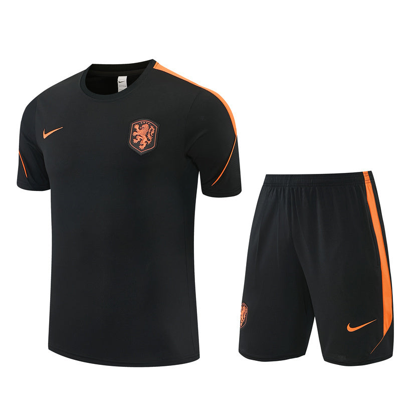 Ensemble Maillot Short Pays-Bas Homme/Enfant 2026 2027 Noir
