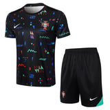 Ensemble Maillot Short Portugal Homme 2024 2025 Noir Motif 1