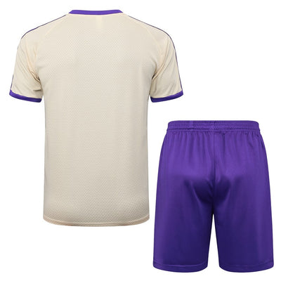 Ensemble Maillot Short Real Madrid Homme 2025 2026 Beige Violet